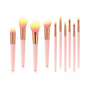 Customized Cosmetics Brushes -  Private Label Yellow Hair and Pink Handle 10pcs Make Up Brush Set – Rochy