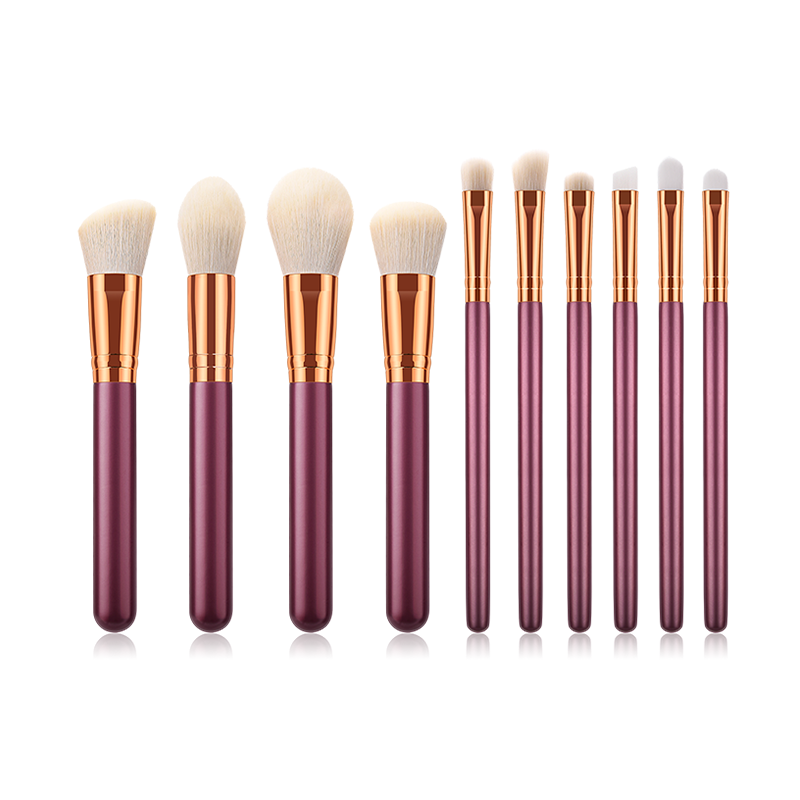 Cosmetic Brush Set Wholesale -  Private label 10pcs Dark Purple Makeup Brush Set – Rochy Picture 2