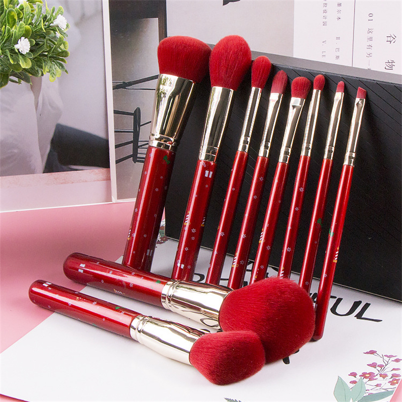 Personalized 10pcs Christmas Gift Makeup Brush Set