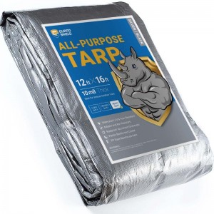 Roc Tarp Heavy Duty Tarp 12×16 Feet Silver/Black Multi Purpose Thick Waterproof Poly Tarp Cover 10mil
