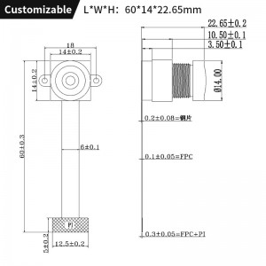 Laguntza pertsonalizatzeko FPC luze 1/4 hazbeteko CMOS Sensor 30fps kamera modulua