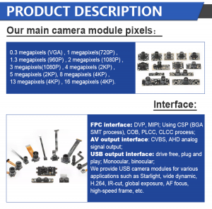 OEM サポートのカスタマイズ GC1054 GC1084 1MP 720P 30fps 低光 MIPI/DVP ロボット ビジョン カメラ モジュール