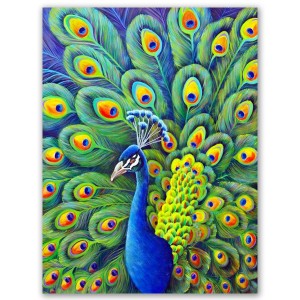 Handmade modern palette knife abstract animal peacock oil painting RG279 Pop Art