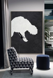 Abstract white and black wall painting art on c...