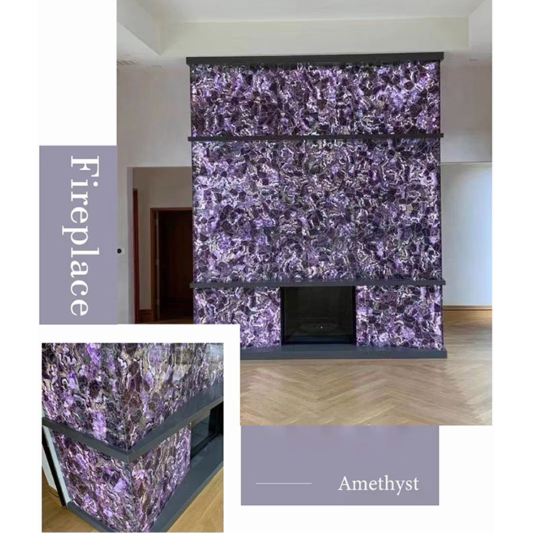Méwah home decor semi mulia batu marmer ungu amethyst gemstone slab