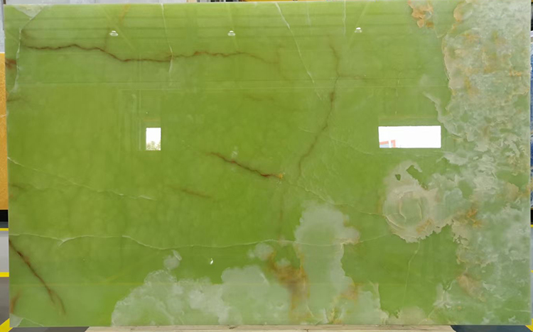 Natuerlike appelgriene jade onyx marmeren stiennen plaat foar muorrenfliertegels