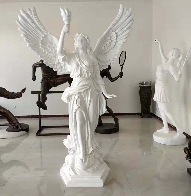 Geulis afigurines taman badag statuary marmer patung malaikat pikeun outdoor