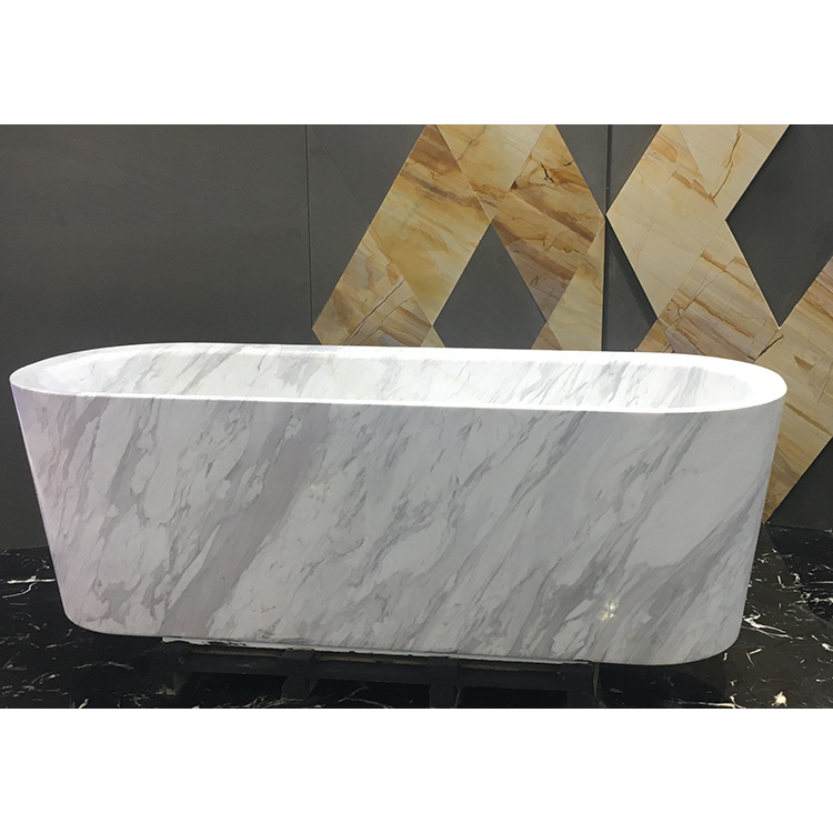 Custom natural carved freestanding marble stone bathtub for shower