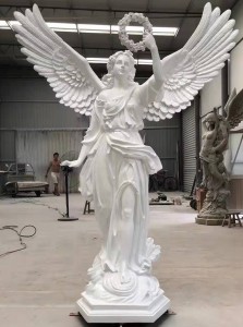 Vakre afiguriner store hage statuer marmor engel statuer for utendørs