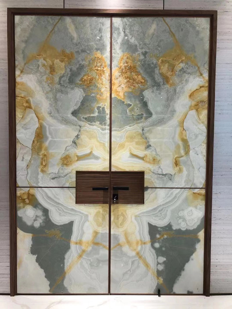 Paneli argaen carreg hynod denau 1mm hyblyg, ysgafn, slabiau marmor ar gyfer cladin