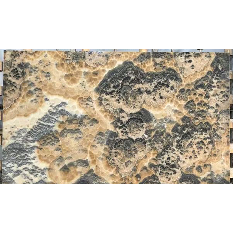 Batu alam bookmatched gelembung abu marmer onyx pikeun témbok