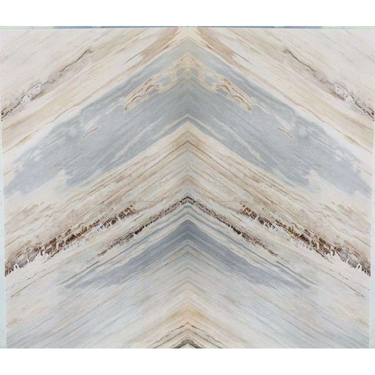 luxury Italian wood bookmatched palissandro blue marble for wall