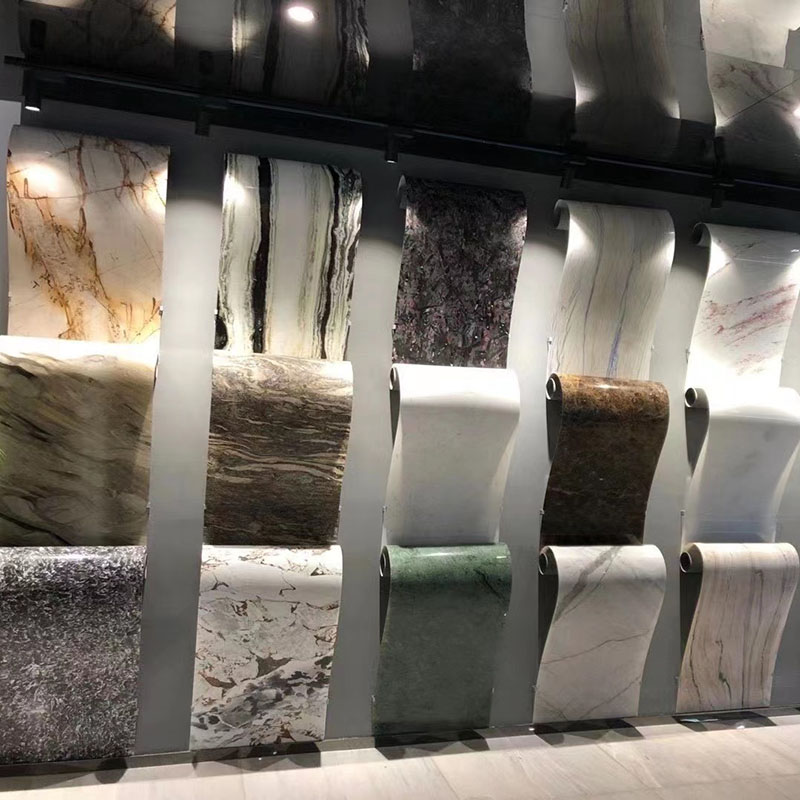 Panneaux de placage de pierre ultra minces et légers flexibles de 1 mm dalles de marbre pour le revêtement
