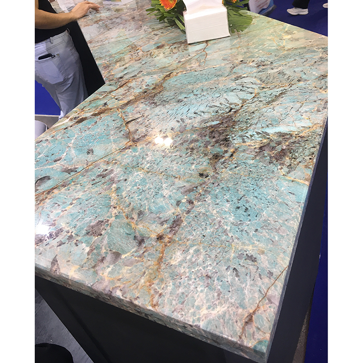 Amazonite pirus biru quartzite slab héjo pikeun design témbok lantai countertop