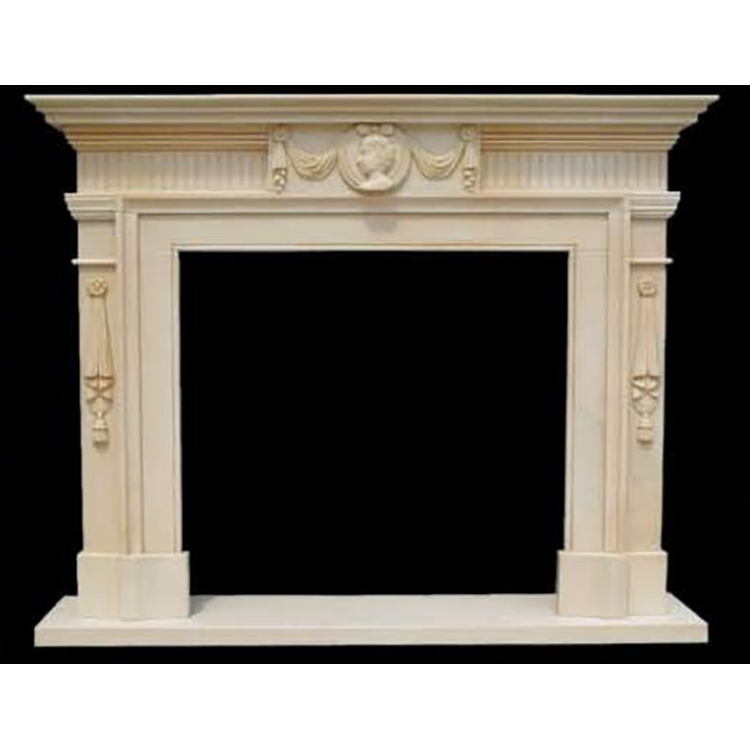 Classic natural stone mantel limestone fireplace hearth surround