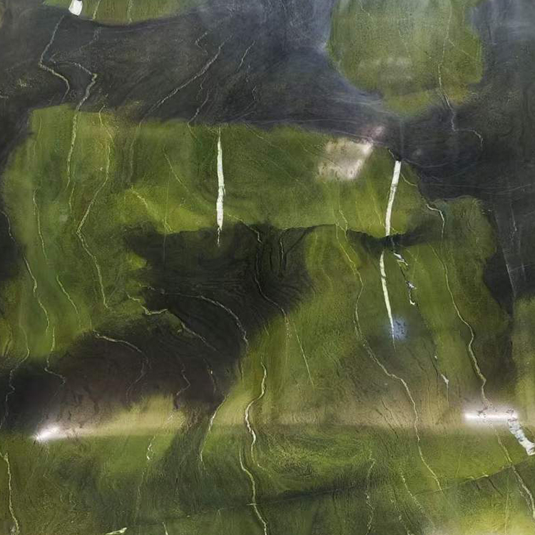 Раскошны мармуровы цёмна-зялёны кварцыт St Elle avocatus для афармлення сцен ваннай пакоі