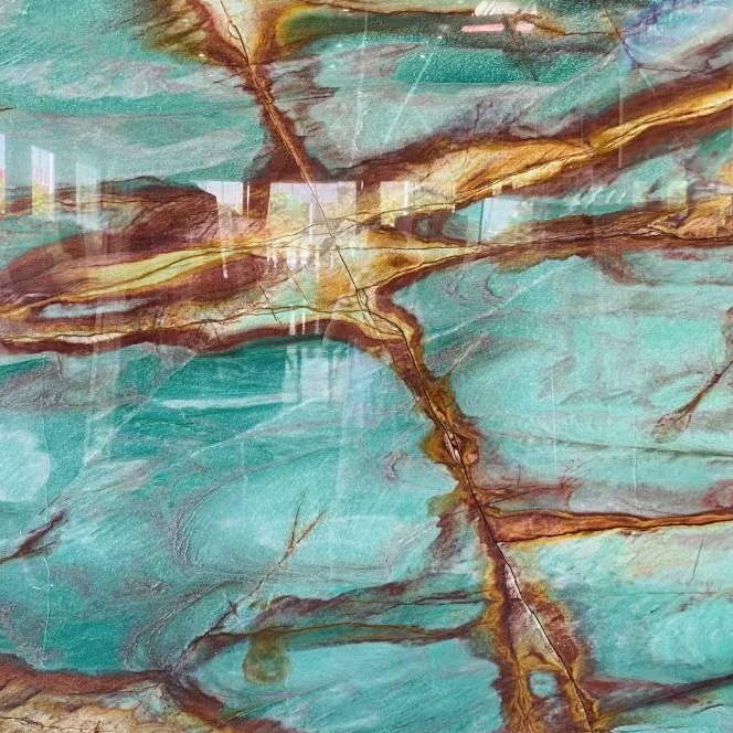 Dunhuang Fresco බ්‍රසීලියානු පොත් ගැළපු හරිත ක්වාර්ට්සයිට් බිත්තිය සඳහා