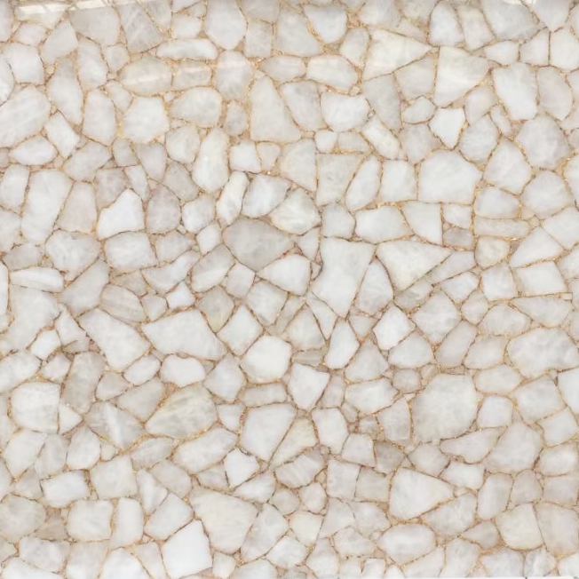 Lousa de ágata de pedra semipreciosa de cristal branco translúcido