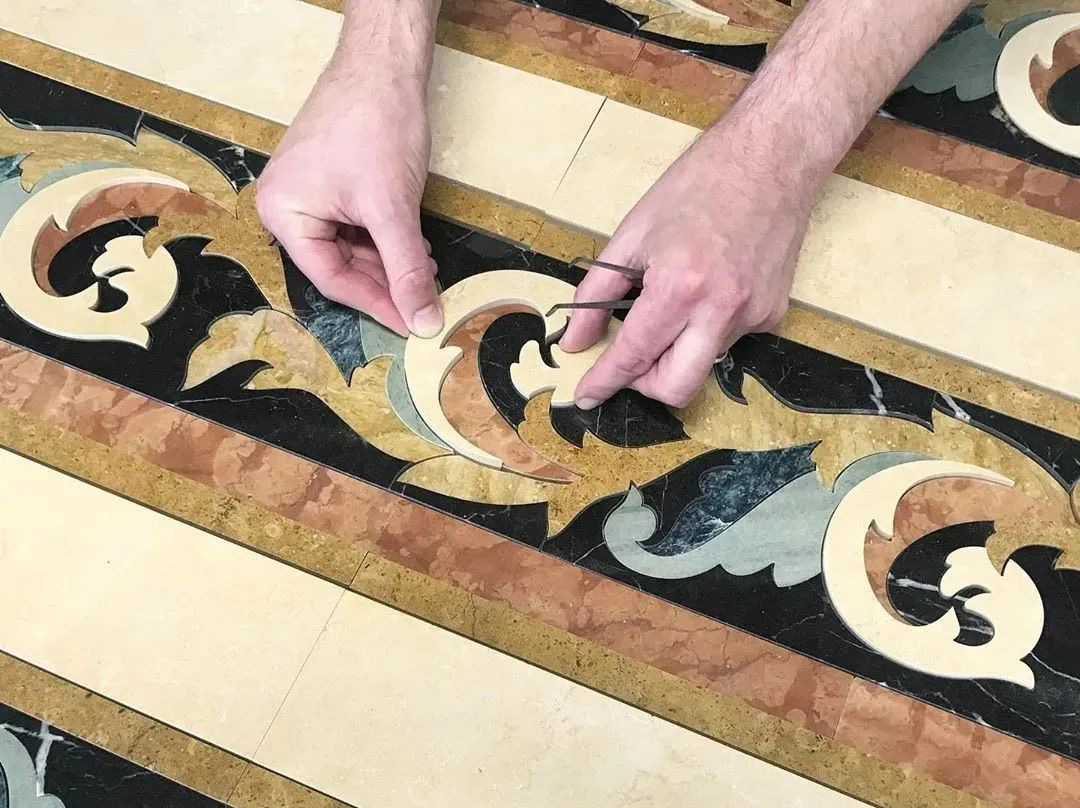 How are waterjet marble medallions made?