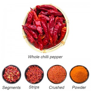Eksportējiet ķīniešu augstas kvalitātes dabīgos žāvētos sarkanos čili piparus