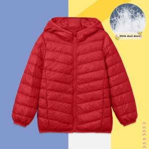 Otroška enobarvna zimska svetla jakna z račjim puhom