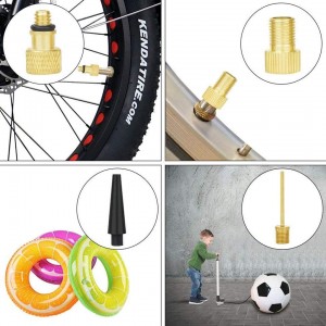 12 парчиња адаптер за вентили за велосипеди со топче игла Адаптер за воздушен душек Сет во пластична кутија
