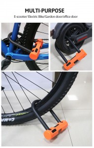 140X200mm ene-PVC Coated U Shackle Bicycle Lock Yebhayisikili/E-scooter/Gardon umnyango/umnyango wehhovisi