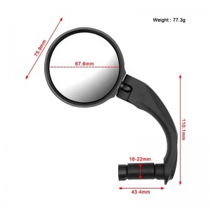 Mirall de bicicleta convex a prova de cops de vista posterior giratòria i ajustable de gran angular per a mirall de bicicleta