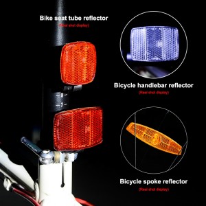 Fitaovam-bisikileta Bike Front Rear Reflector Road Safety Reflector Kodiaran'ny bisikileta Reflectors Handlebar Seatpost Reflector