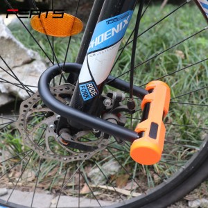 قفل دراجة بقفل على شكل حرف U مطلي بمادة PVC مقاس 140 × 200 مم للدراجة/السكوتر الإلكتروني/باب جاردون/باب المكتب