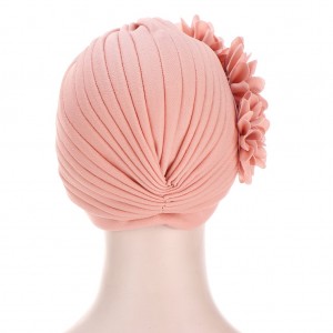 Women Turban Flower Caps Vintage  Headscarf Elastic Headwrap Hat
