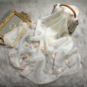 Womens Embroidered Silk Spring Scarf Fashion Shawls Wraps
