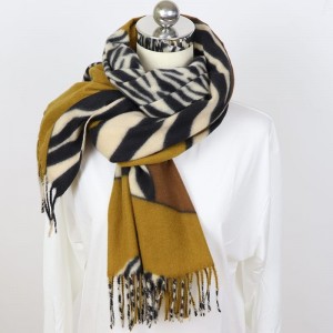 jacquard scarf Cashmere Jacquard Shawl with Fringed Edges