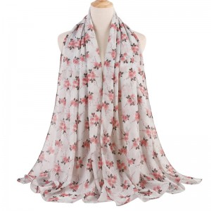 printed chiffon hijab Long Chiffon Floral Scarves