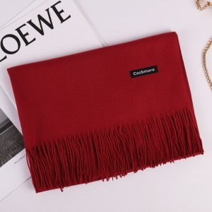 Cashmere Winter Scarf in Solid Colors with Fringed Edges
