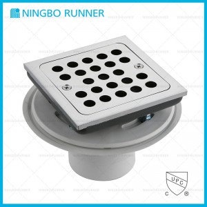 100% Original Factory Pop Up Sump Pump Discharge - Low Profile Shower Drain for Tile Shower Bases with Square Brass Strainer and Ring with Round Style Hole – Ningbo Runner