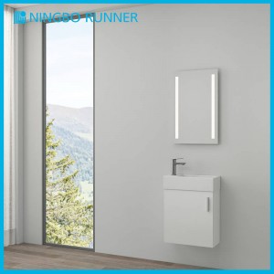 48cm White Paint Small bathroom vanities with ceramic basin and LED mirror