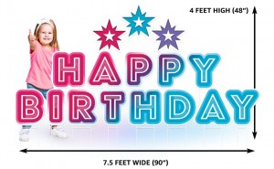 Happy Birthday Yard Sign Set 3-in-1 Stacking Birthday Lawn Letters Easy Install Reusable Happy Birthday Yard Signs with Stakes and Stars (46 x 160 inches)