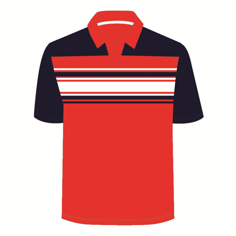Camisas polo com gola em forma de V personalizadas frente vermelha