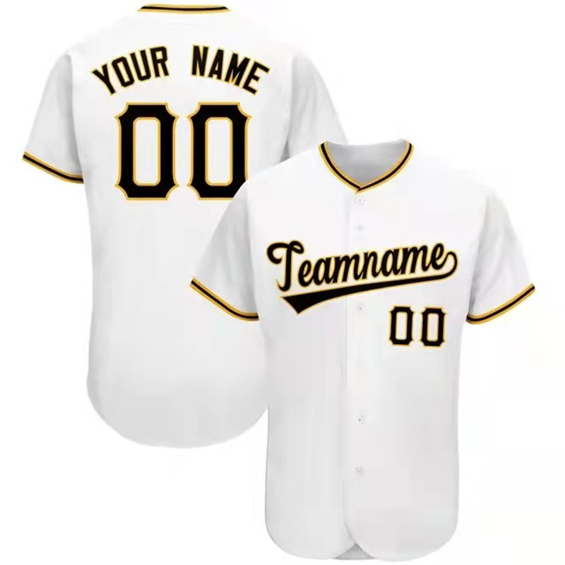 Camisa de beisebol branca personalizada masculina profissional