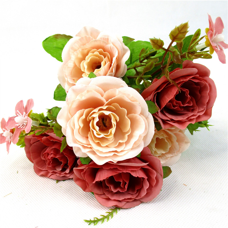 Fake Flowers  Silk Rose Flowers Wedding Bridal Bouquet Artificial Flowers for Hotel Office Party Banquet