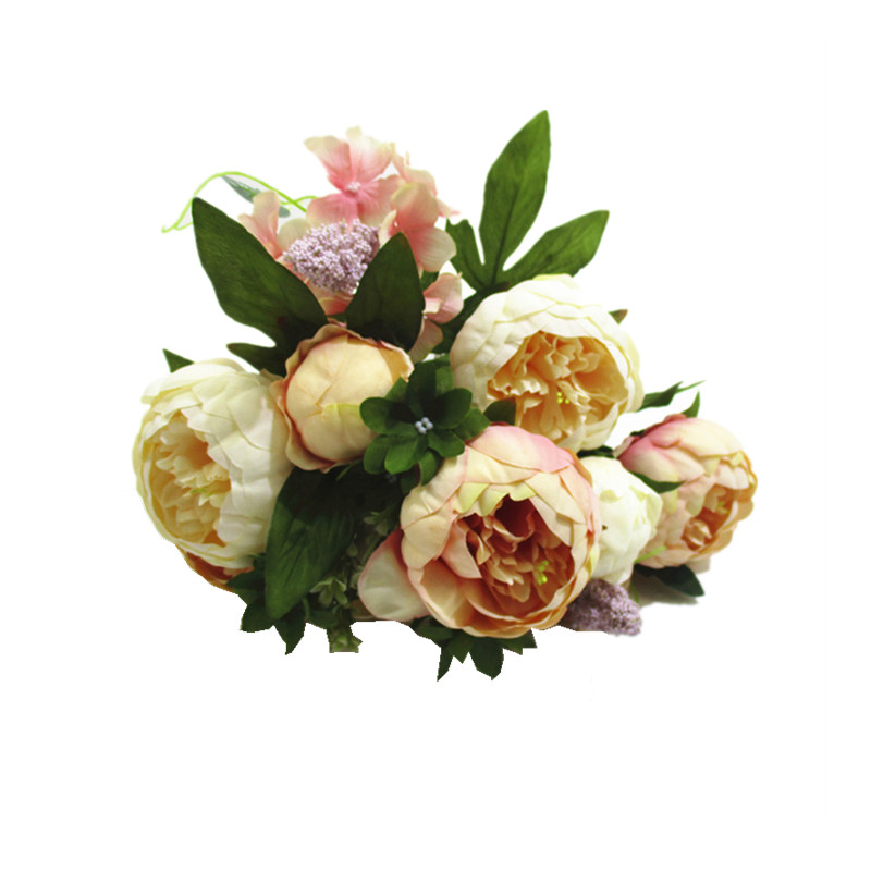 Kukat Perille Leagel Fake Vintage Artificial Peony Silk Flowers Bouquet Wedding Home Decoration
