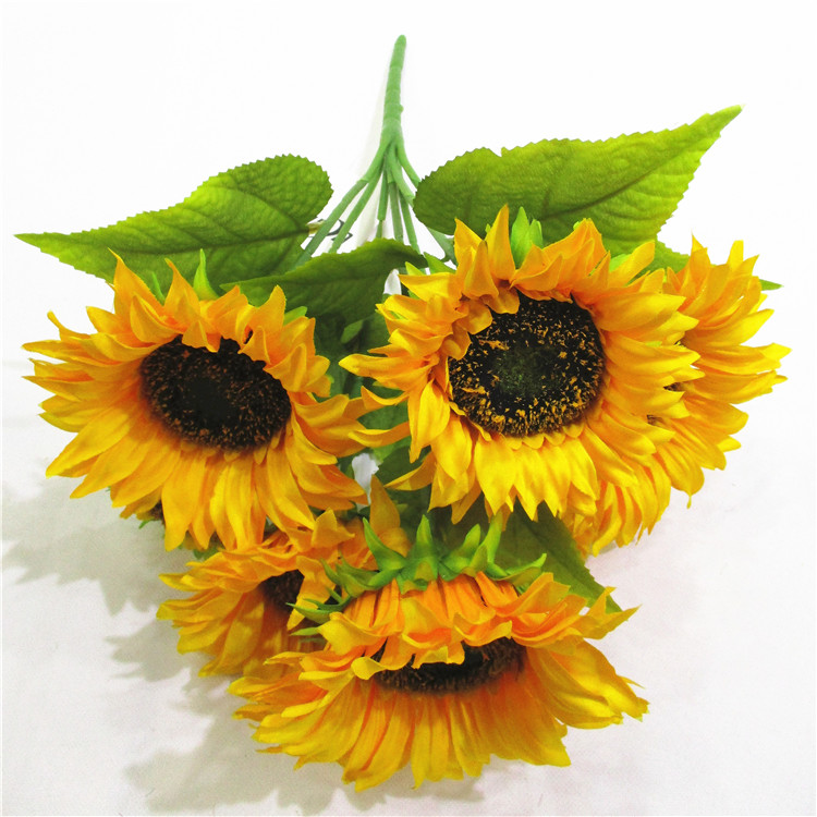 Bunches Bouquet Artificial Sunflower Shirye-shiryen fure, Faux Sunflower Bouquet don Adon Bikin Ado na Gida