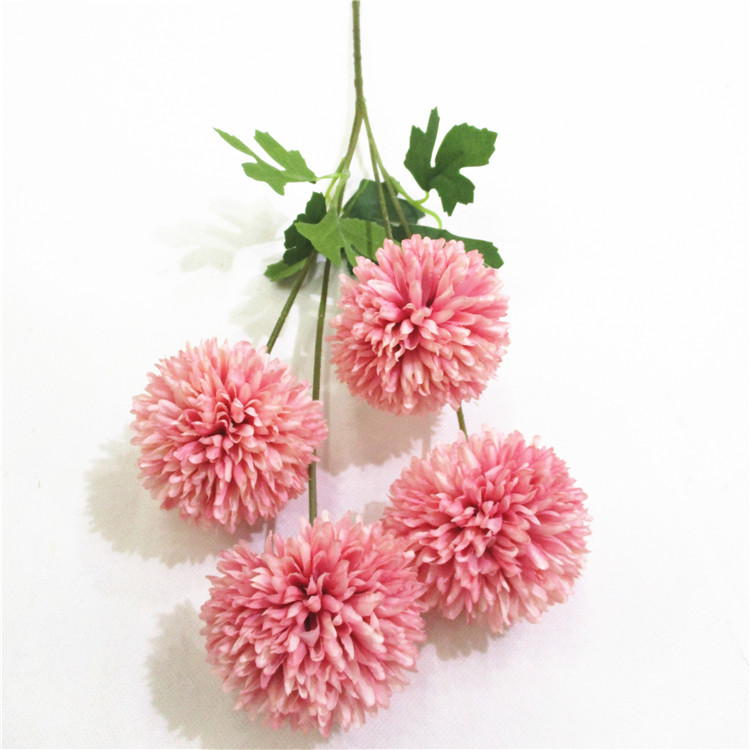 Artificial Chrysanthemum Ball Flowers 4 Flower Heads Silk Flowers for Wedding Bouquets Centerpieces Arrangements Party Home Garden Decor