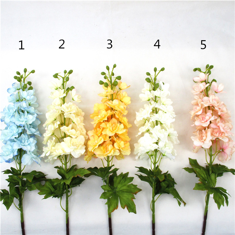 အိမ်တွင်း ရုံးတွင်း အပြင်ပန်း မင်္ဂလာပွဲ အလှဆင်ခြင်းအတွက် ပင်စည်ရှည် ဒယ်လ်ဖီနီယမ်အတု ပိုးပန်းများ
