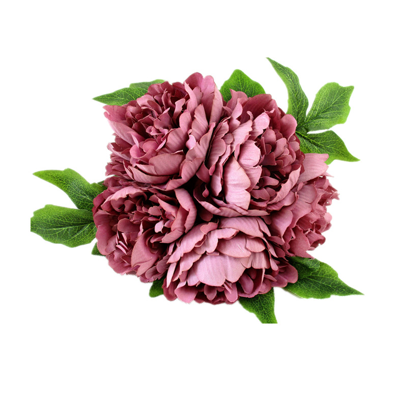 family Artificial Peony Bouquets Flower Head Vantage Fake Peony Silk Plastic Plants with Stem for Home Decoration Wedding Party Garden Bar Festival Holiday