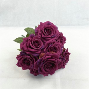 Rose kunstige blomster, silke roser Realistisk bundt vinkel rose til bryllup centerpieces Hjemmehave dekorationer
