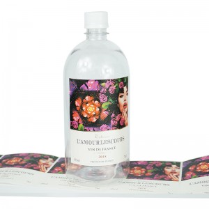 Etichetta di buttiglia adesiva di bona qualità stampata impermeabile in vinile trasparente
