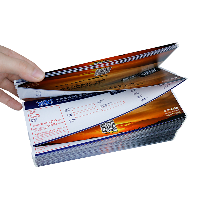 Bigliettu di carta d'imbarcu in culore di carta termica di stampa persunalizata