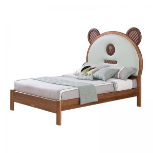 Sampo Kid's Natural Pine Modern series bear headboard single bed Solid Pine Wood Bed Frame SP-A-BC045